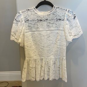 Remember Me Lace Peplum Top - White